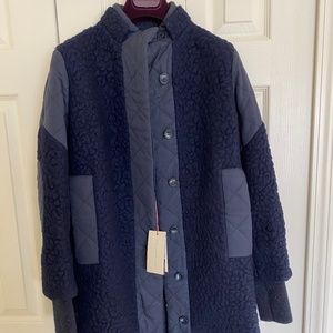 NWT Stella McCartney Navy Sherpa Detail Jacket 36